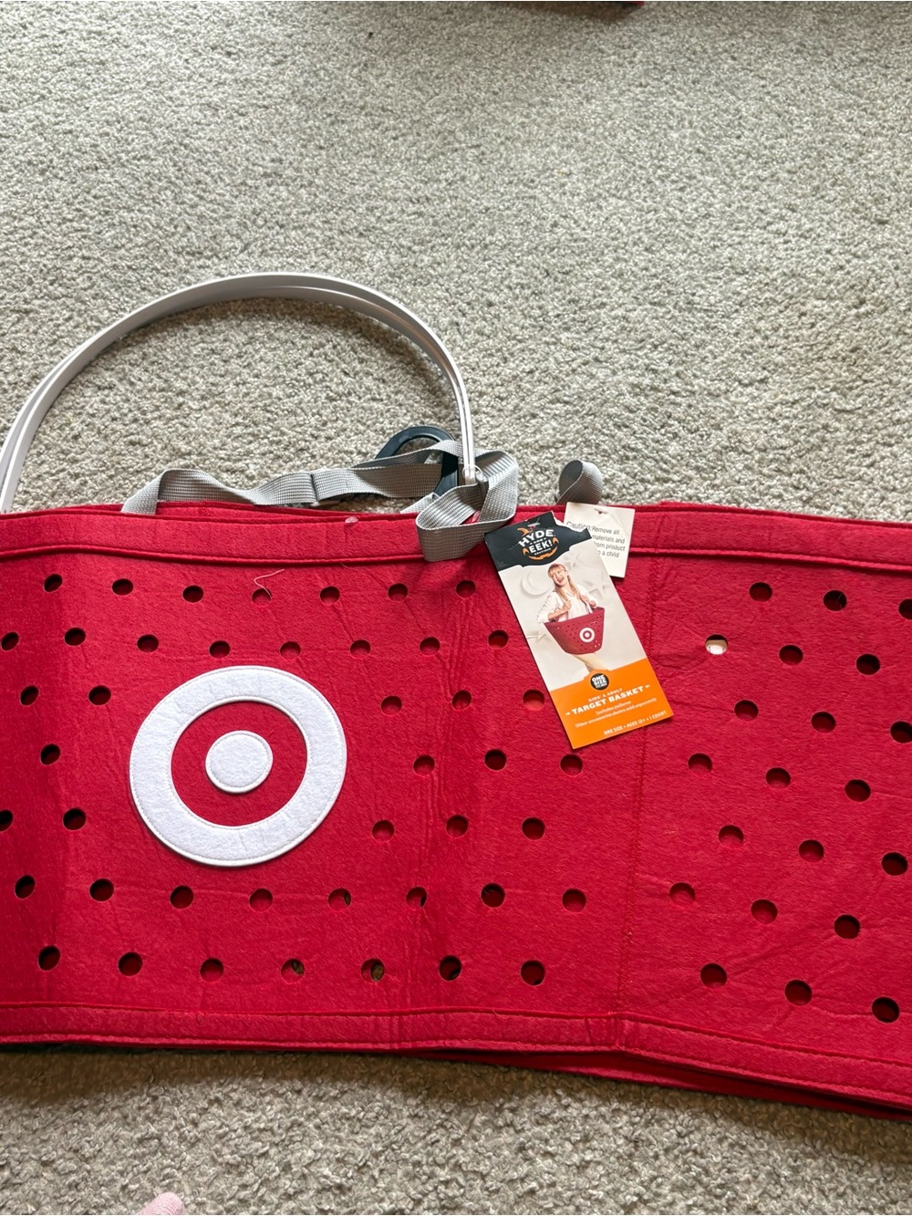 Target Red Perforated Tote Costume with White Logo NEW Adult Halloween Basket